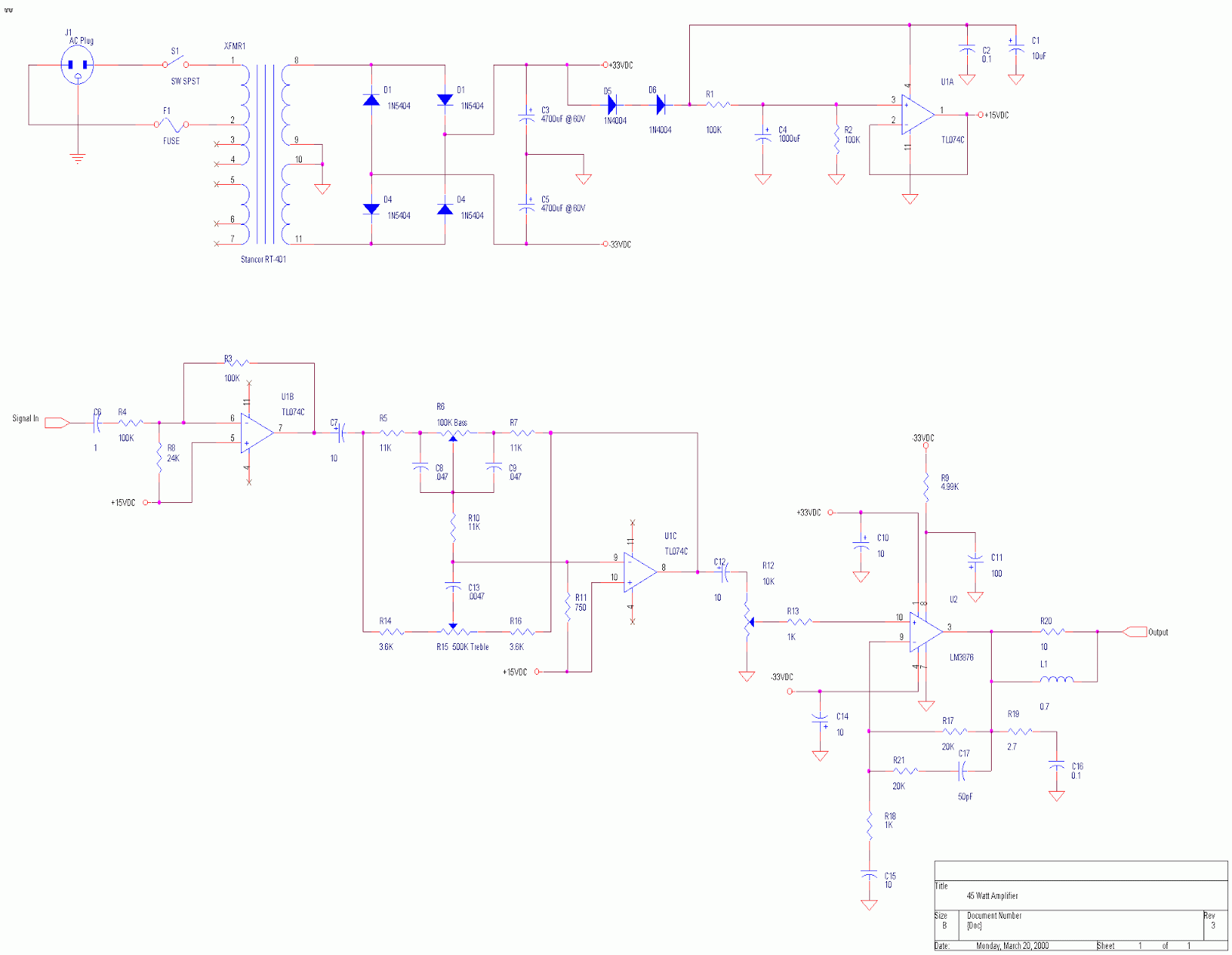 45w Audio Amplifier Circuit Using Stk055