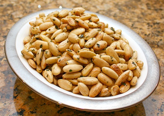 fried herbed almonds