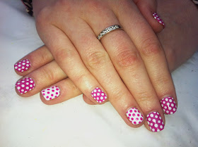Brush up and Polish up!: CND Shellac Nail Art - Pink Polka Dots