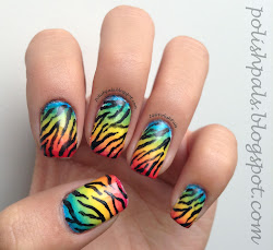 rainbow zebra nails tutorial acrylic paint another shot