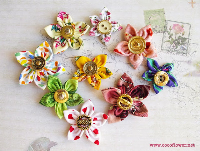 comment réaliser facilement des petites fleurs en tissu - DIY tuto - www.cocoflower.net