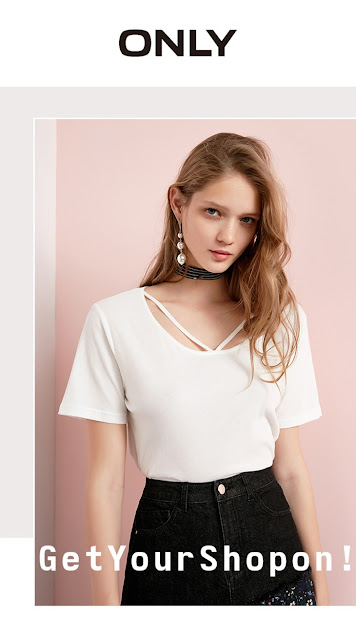 ONLY 100% cotton tie-up loose pure colour T-shirt