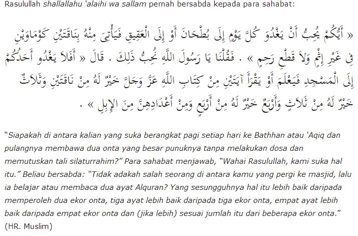 Keutamaan Membaca AL-Qur'an Menurut Hadits Nabi Muhammad saw