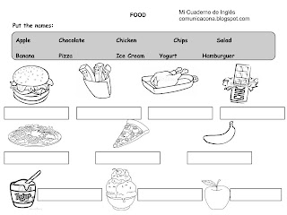 Mi cuaderno de Inglés: WORKSHEETS FOOD