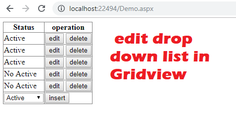 [Solved] How to edit drop down list in Gridview in asp.net c#