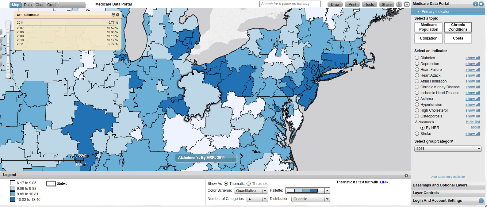 the medicare data portal showing the prevalence of alzheimer s disease by hospital referral region the columbus ohio hospital referral region is the medicare data portal showing the prevalence of alzheimer s disease by hospital referral region the columbus ohio hospital referral region is