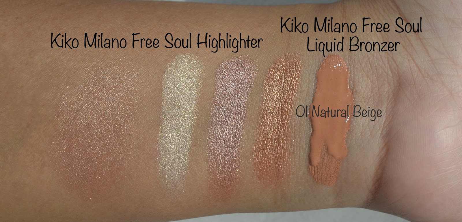 Kiko Milano Free Soul Highlighter Swatches