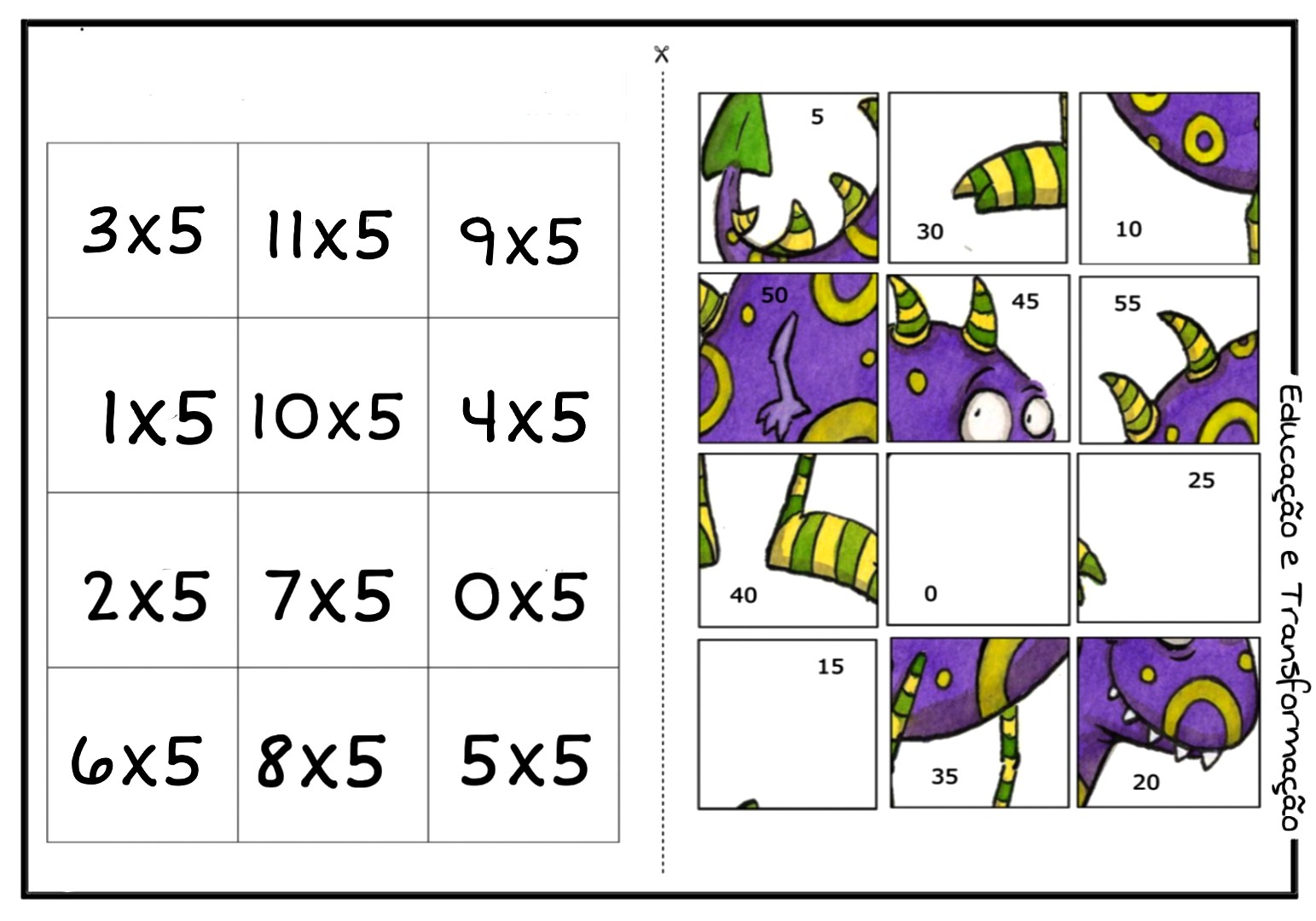 Quebra Cabeça Da Multiplicação Atividades Escolares