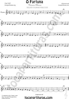  Flauta Travesera, flauta dulce y flauta de pico Partitura de O Fortuna de Carmina Burana Sheet Music for Flute and Recorder Music Scores 