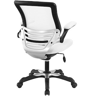 Look from Behind Modway Edge Mesh Back and White Mesh Seat Office Chair With Flip-Up Arms - Ergonomic Desk And Computer Chair