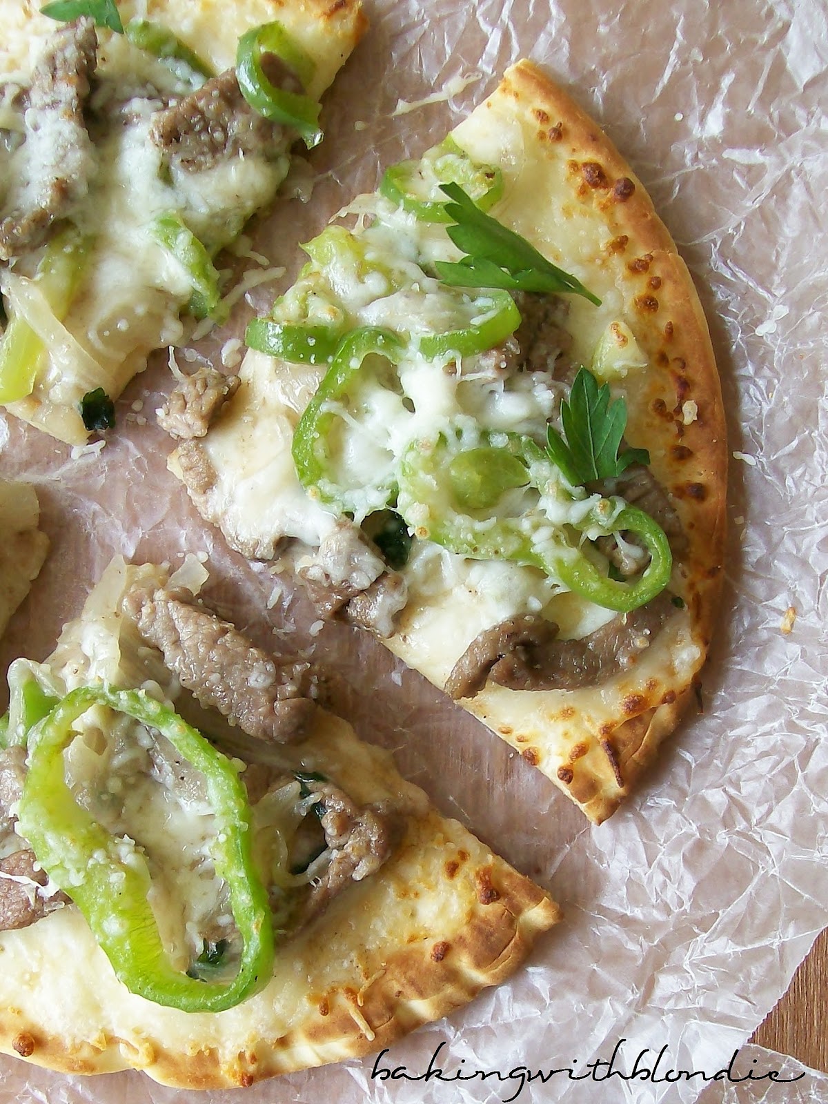 Philly Cheesesteak PitaBread Pizza