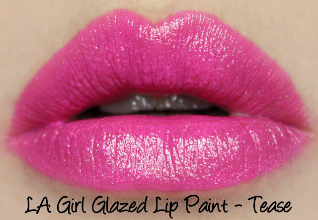 LA Girl Glazed Lip Paint - Tease Swatches & Review