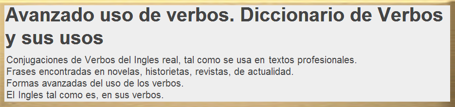 Diccionario de Verbos en Ingles y sus usos