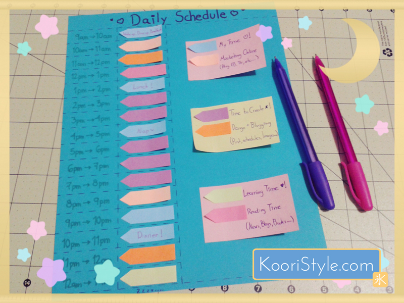 Cute Kawaii Koori Style  KooriStyle Blog Daily Blogging Working Schedule Planner Agenda Organization HowTo DIY