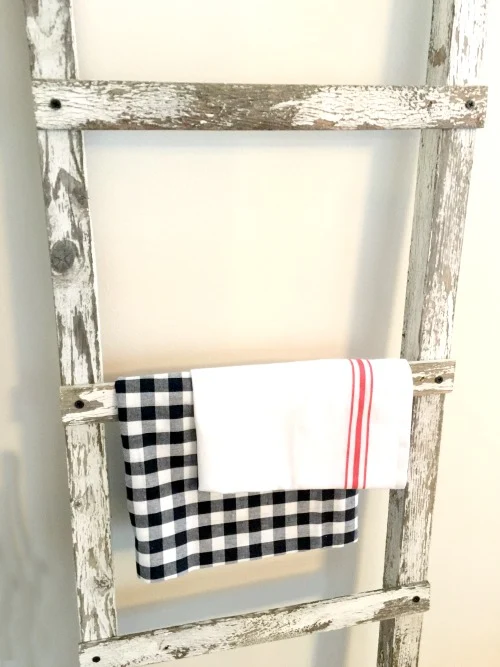 rustic ladder with fabric