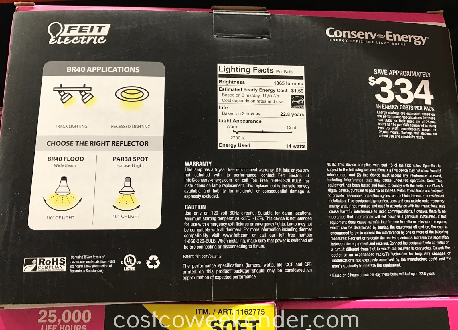 Feit Electric LED BR40 Flood Light (2 Pack) Costco Weekender