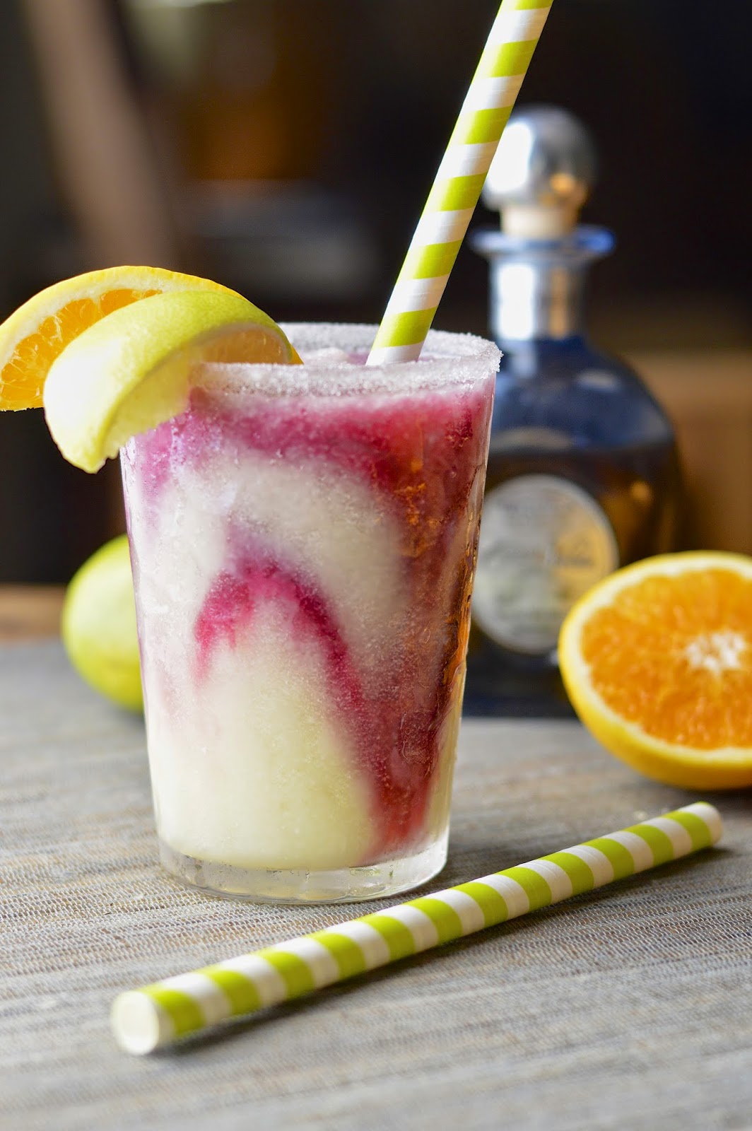 Frozen Lime Margaritas with a Sangria Swirl | Virtually Homemade ...