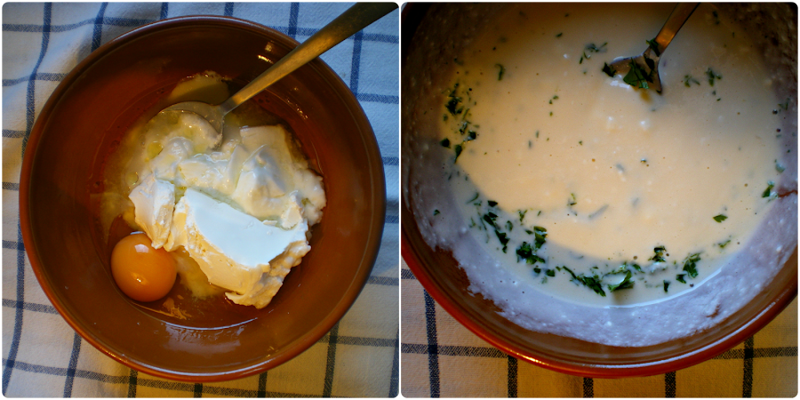 Muffins de pan integral, queso y tomate: Elaboración del relleno 