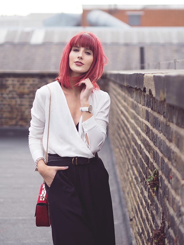 Urban Outfitters Culottes and Blouse Fashion Blogger Wonderful You wears Urban Outfitters for LFW: Black Culottes and Cream blouse.
