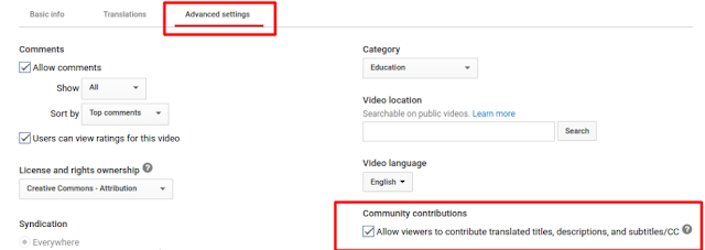Advanced settings tab selected and communication contributions with red box around it