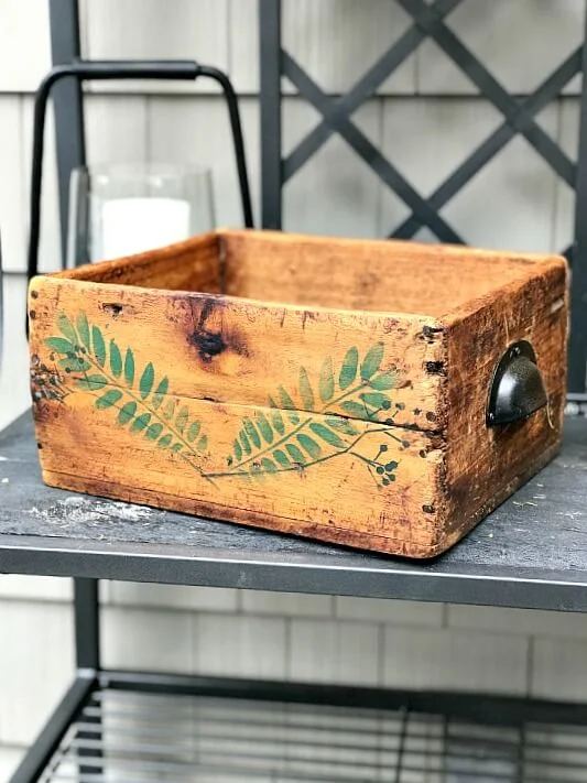 Stenciled Rustic Antique Crate with stencil