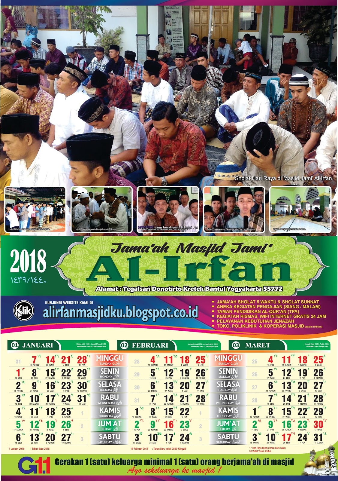 KALENDER 2018 FULL COLOR ~ Masjid Besar Al-Irfan