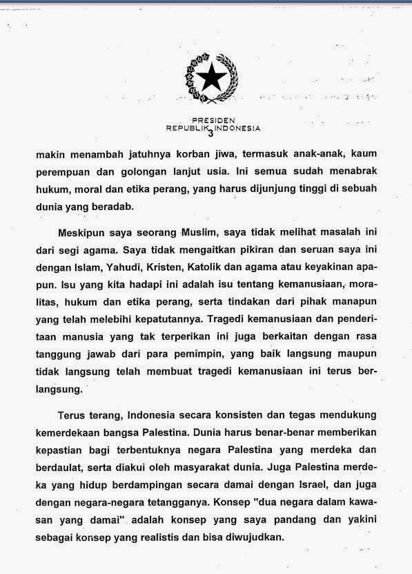 Inilah Surat Terbuka SBY Mendukung Palestina
