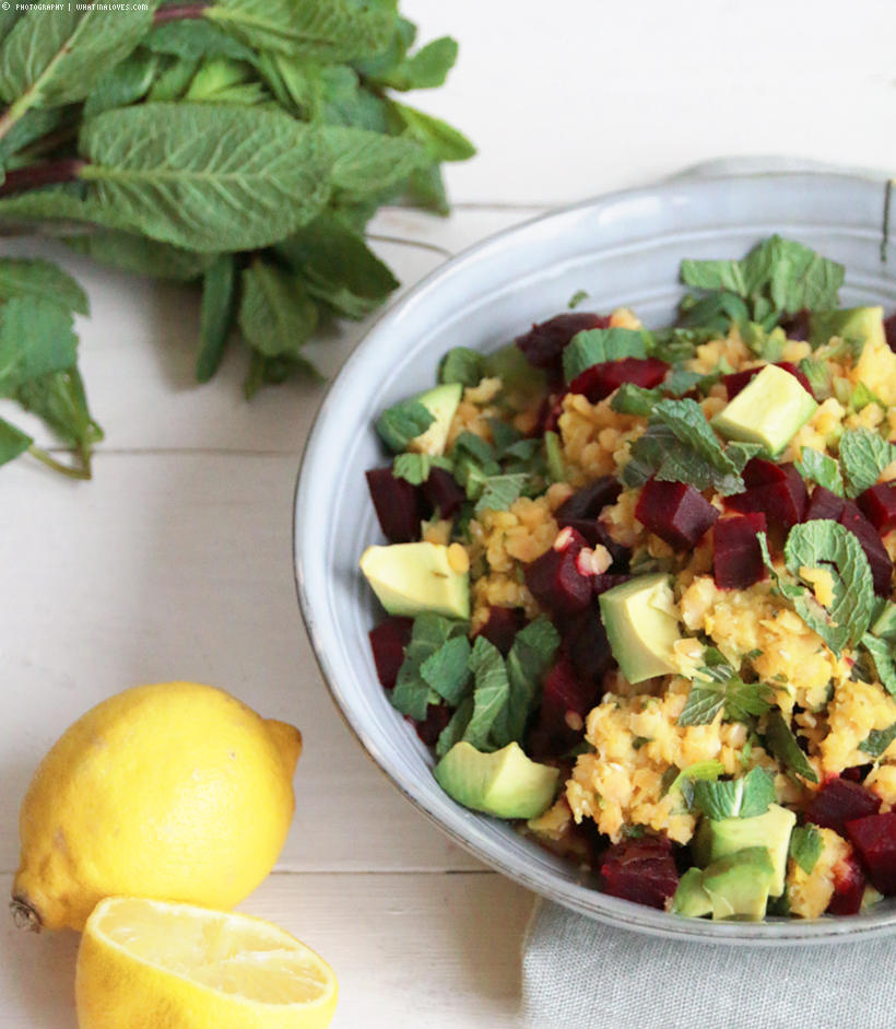 Rote Bete-Linsensalat mit Minze und Avocado