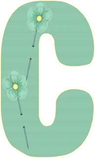 Abecedario de Costura con Alfileres de Flores. Sewing Alphabet with Flowers Pins.