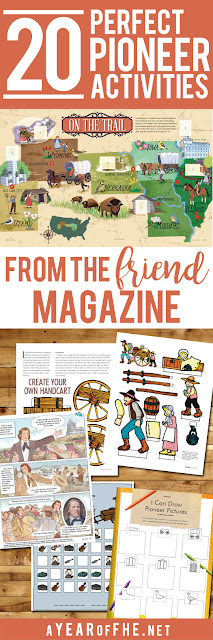 A Year of FHE // Check out this great collection of MOrmon Pioneer Activities from the Friend magazine! Love having all of the links in one place!  #lds #pioneers #pioneerday 