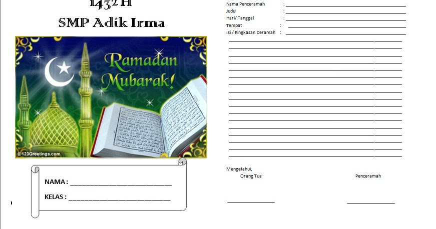 Buku Kegiatan Ramadhan Siswa Format Doc Belajar Mengajar