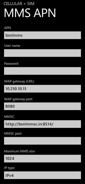BSNL MMS Settings for Windows Mobile 10