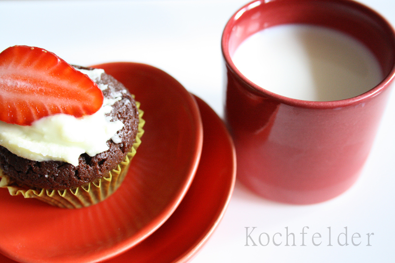 Kochfelder: Schoko-Muffins mit Erdbeeren