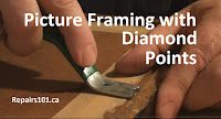 using Fletcher Push Mate to insert diamond points on a picture frame