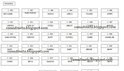 Contoh Tempat Posisi Duduk Ulangan Untuk Peserta Ujian 