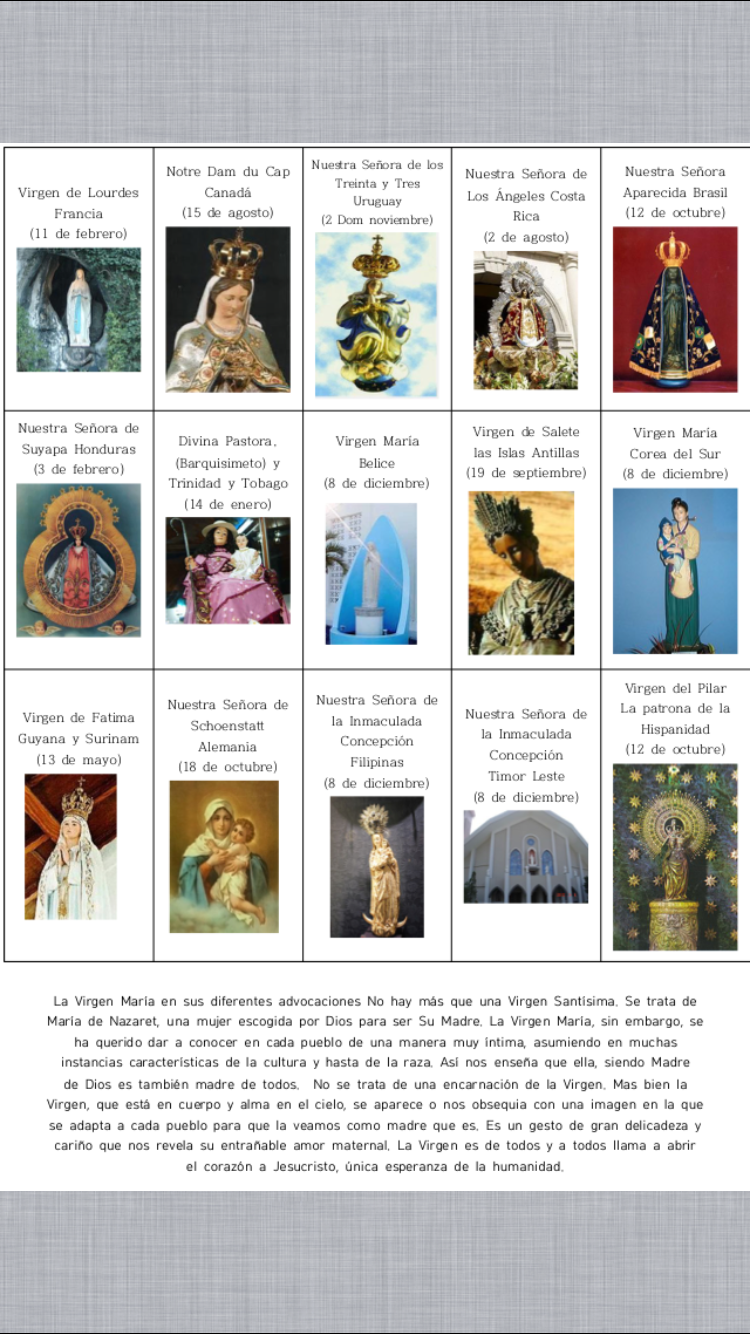 MG en Corea: Advocaciones de la Virgen Maria en diferentes países