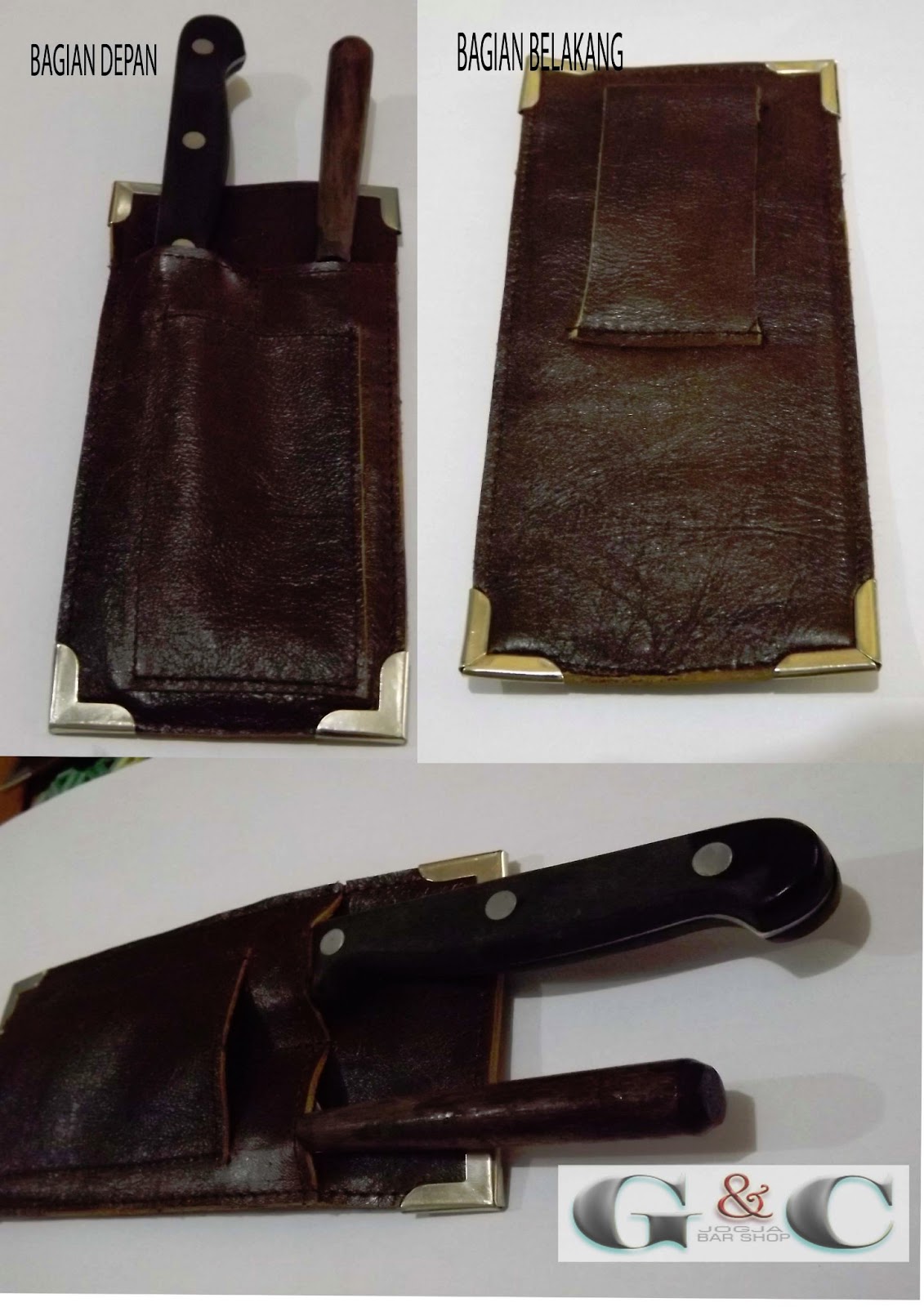 CHEF AND BARTENDER CHEF KNIFE HOLSTER / SARUNG PISAU SAKU (kulit asli)