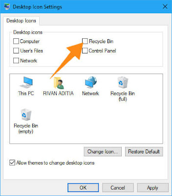 Cara Menghilangkan Icon Recycle Bin di Desktop Windows 10