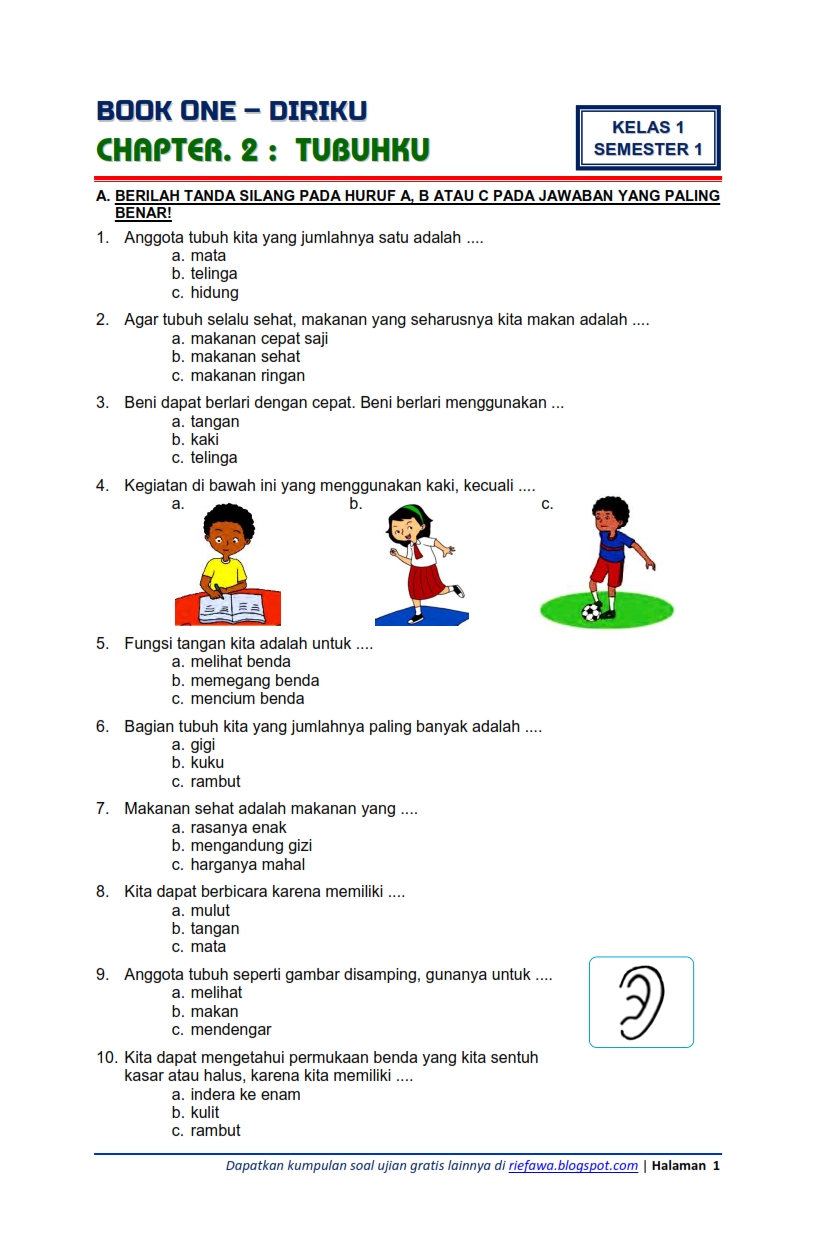 Soal Bahasa Indonesia Kelas 1 Sd Semester 1