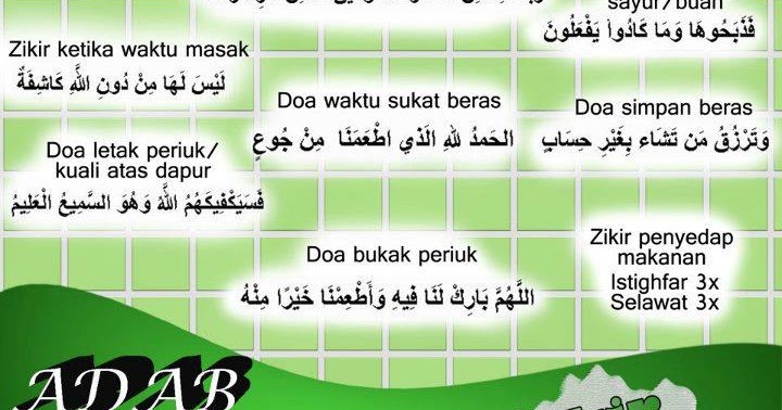 Adab Memasak Doa Dan Zikir Ketika A B C Of Tieya S Life