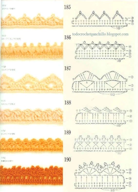 puntillas crochet con diagramas y muestras para descargar