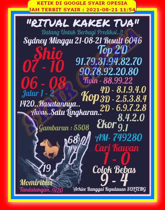 Syair Sdy 21 Agustus 2021 Kode Syair Sgp Syair Hk Syair Sydney 2022
