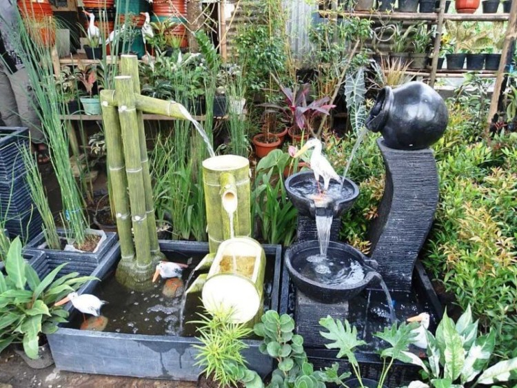 Build A Fish Pond Fountain And Creative Lamp Decoration For Home