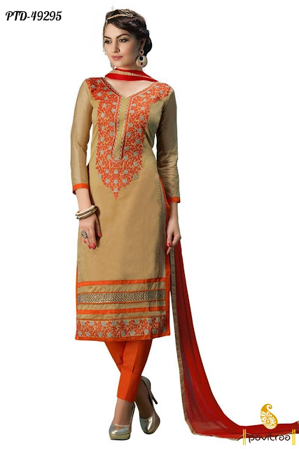 Beautiful beige cotton casual dress online shopping below 1000 rupees at pavitraa.in