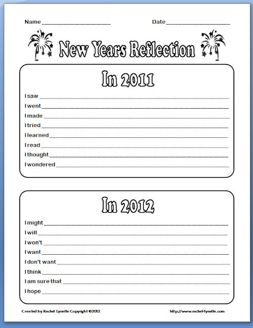 Classroom Freebies: New Years Reflection Printable