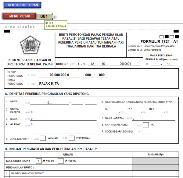 Download Copyright Form Pajak 1721 Excel