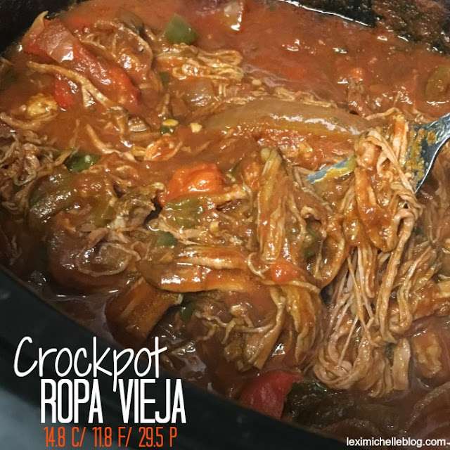 Crock pot Ropa Vieja is a Cuban dish that is super easy & macro friendly. We served ours nacho style! Macro count included (iifym, diet food)