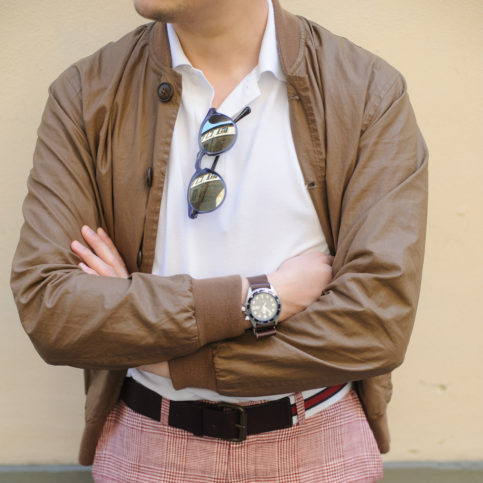 Orient Watch, Bomber Jacket, Suit Supply, Suitsupply, Crockettandjones, Crockett&Jones, Harvard Loafer, Linen Trousers, linen Pants, Bomber Jacket, Polo, Uniqlo, Bag, Weekender, Sunglasses