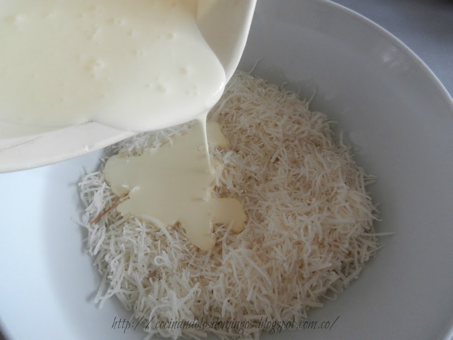 Cuadrados de coco y dulce de leche