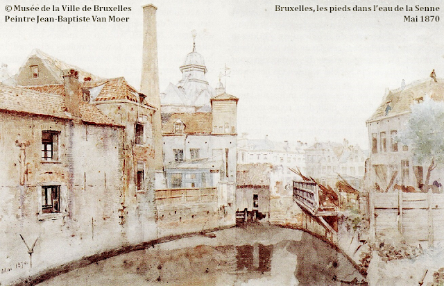 Bruxelles, les pieds dans l'eau de la Senne - Bruxelles disparu - Aquarelle de Jean-Baptiste Van Moer - Musée de la Ville de Bruxelles - Bruxelles-Bruxellons